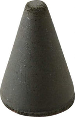 Cratex - 7/8" Max Diam x 1-1/4" Long, Taper, Rubberized Point - Coarse Grade, Silicon Carbide, 1/4" Arbor Hole, Unmounted - Benchmark Tooling