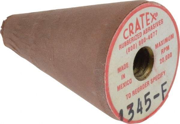 Cratex - 7/8" Max Diam x 1-1/4" Long, Taper, Rubberized Point - Fine Grade, Silicon Carbide, 1/4" Arbor Hole, Unmounted - Benchmark Tooling
