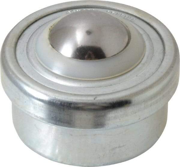 Value Collection - 1 Inch Diameter, Round, Carbon Steel Ball Transfer - 2 Inch Overall Diameter, 1.4375 Inch Mount Height, 125 Lb. Capacity - Benchmark Tooling