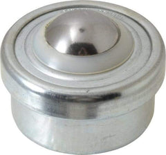 Value Collection - 1 Inch Diameter, Round, Carbon Steel Ball Transfer - 2 Inch Overall Diameter, 1.4375 Inch Mount Height, 125 Lb. Capacity - Benchmark Tooling