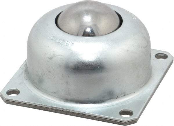 Value Collection - 1-1/2 Inch Diameter, Square, Carbon Steel Ball Transfer - 1.8125 Inch Mount Height, 250 Lb. Capacity - Benchmark Tooling