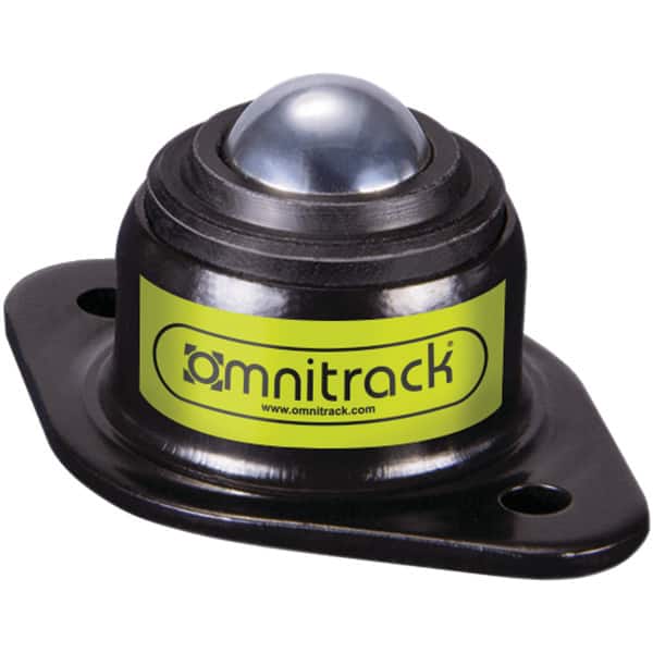 Value Collection - 1/2 Inch Diameter, Oval, Chrome Steel Ball Transfer - 1 Inch Overall Diameter, 0.3125 Inch Mount Height, 100 Lb. Capacity - Benchmark Tooling