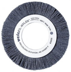 Weiler - 4" OD, 5/8" Arbor Hole, Nylon Wheel Brush - 5/8" Face Width, 1" Trim Length, 0.022" Filament Diam, 6,000 RPM - Benchmark Tooling