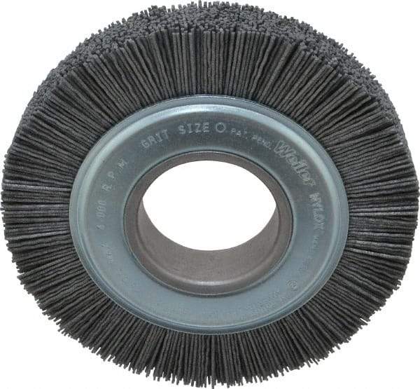 Weiler - 6" OD, 2" Arbor Hole, Crimped Nylon Wheel Brush - 1" Face Width, 1-1/4" Trim Length, 0.04" Filament Diam, 3,600 RPM - Benchmark Tooling