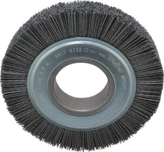 Weiler - 6" OD, 2" Arbor Hole, Crimped Nylon Wheel Brush - 1" Face Width, 1-1/4" Trim Length, 0.04" Filament Diam, 3,600 RPM - Benchmark Tooling