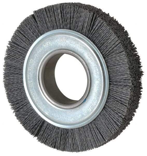 Weiler - 6" OD, 2" Arbor Hole, Crimped Nylon Wheel Brush - 1" Face Width, 1-1/4" Trim Length, 0.04" Filament Diam, 3,600 RPM - Benchmark Tooling