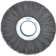 Weiler - 12" OD, 3-1/4" Arbor Hole, Crimped Nylon Wheel Brush - 1" Face Width, 3-5/16" Trim Length, 0.04" Filament Diam, 1,800 RPM - Benchmark Tooling