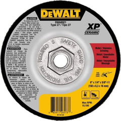 DeWALT - 24 Grit, 6" Wheel Diam, Type 27 Depressed Center Wheel - Coarse/Medium Grade, Ceramic, N Hardness, 10,100 Max RPM - Benchmark Tooling