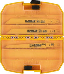 DeWALT - 15 Pieces, 6" Long x 0.04" Thickness, Bi-Metal Reciprocating Saw Blade Set - Straight Profile, 6 to 18 Teeth, Toothed Edge - Benchmark Tooling