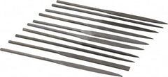 Value Collection - 10 Piece Swiss Pattern File Set - 6-1/4" Long, 2 Coarseness, Round Handle, Set Includes Barrette, Equalling, Half Round, Knife, Oval, Regular Pillar, Round, Square, Three Square, Warding - Benchmark Tooling