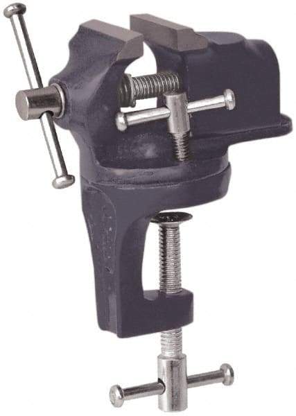 Value Collection - 2" Jaw Width x 1-1/4" Jaw Opening Capacity, 3/4" Throat Depth, Bench & Pipe Combination Vise - 7/16 to 5/8" Pipe Capacity, Swivel Base, Clamp-On Attachment, Cast Iron - Benchmark Tooling