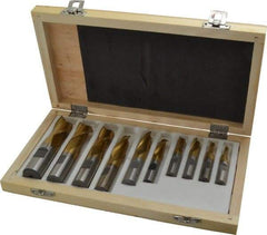 Interstate - 3/16 to 3/4", 2 Flute Square End Mill Set - TiN Coating, High Speed Steel, Single End, Centercutting - Benchmark Tooling