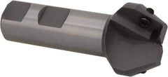 Everede Tool - 30° Lead Angle, 1.303" Max Cut Diam, 3/4" Min Cut Diam, 0.479" Max Depth of Cut, Indexable Chamfer and Angle End Mill - 2 Inserts, APLT 347 Insert Style, 3" Overall Length, Straight Shank, 60° Included Angle - Benchmark Tooling