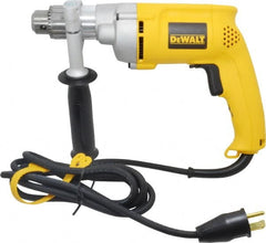 DeWALT - 1/2" Keyed Chuck, 0 to 1,000 RPM, Pistol Grip Handle Electric Drill - 7.8 Amps, 120 Volts, Reversible, Includes 360° Side Handle & Chuck Key with Holder - Benchmark Tooling