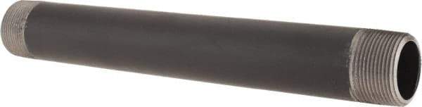 Made in USA - Schedule 80, 1-1/4" Diam x 12" Long Black Pipe Nipple - Threaded - Benchmark Tooling