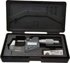 Mitutoyo - 0 to 0.8 Inch Measurement, 0.0002 Inch Accuracy, Electronic Crimp Height Micrometer - 0.0001 Inch Resolution, Ratchet Stop Thimble, SR44 Battery - Benchmark Tooling