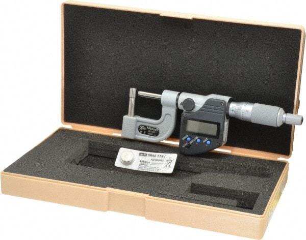 Mitutoyo - 0 to 1 Inch Measurement Range, Pin Anvil, Ratchet Stop Thimble, Electronic Tube Micrometer - Accurate Up to 0.0002 Inch, Carbide - Benchmark Tooling