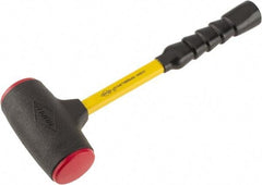 NUPLA - 64 oz Head 7/8" Face Diam Urethane Dead Blow Hammer - 15-1/2" OAL, Fiberglass Handle - Benchmark Tooling