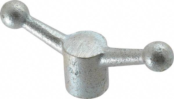 Gibraltar - 2 Offset Arms, Zinc Plated, Blank Speed Handle - 2-1/4" High, 1/2" Arm Diam, 1-1/8" Hub Diam, 3/4" Ball Diam - Benchmark Tooling