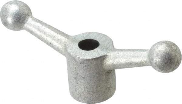 Gibraltar - 2 Offset Arms, 0.499" Hole, Zinc Plated, Reamed Speed Handle - 2-1/4" High, 1/2" Arm Diam, 1-1/8" Hub Diam, 3/4" Ball Diam - Benchmark Tooling