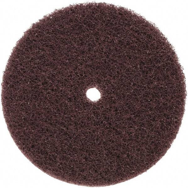 3M - 6" Medium Grade Aluminum Oxide Deburring Disc - 1/2" Center Hole, Arbor Connection, Maroon, 4,000 Max RPM - Benchmark Tooling