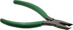 Xcelite - 4-1/2" OAL, Flush End Cutting Pliers - 29/32" Jaw Length x 1/2" Jaw Width, Angled Tip Head, ESD Cushion Handle - Benchmark Tooling