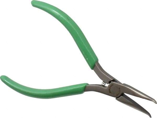 Xcelite - 5" OAL, 1-15/64" Jaw Length x 27/64" Jaw Width, Long Nose Pliers - Serrated, Curved Jaw, Curved Head, ESD Cushion Handles, with Spring - Benchmark Tooling