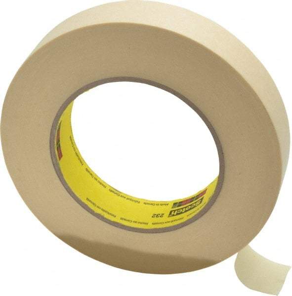 3M - 1" Wide x 60 Yd Long Tan Paper Masking Tape - Series 232, 6.3 mil Thick, 27 In/Lb Tensile Strength - Benchmark Tooling