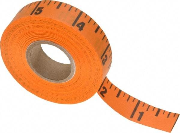 Made in USA - 60 Ft. Long x 5/8 Inch Wide, 1/4 Inch Graduation, Orange, Adhesive Tape Measure - Reads Right to Left - Benchmark Tooling