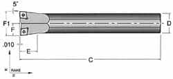 Dorian Tool - 15/16" Min Bore Diam, 5-1/2" OAL, 5/8" Shank Diam, S-DCLC Indexable Boring Bar - CC.T Insert, Screw Holding Method - Benchmark Tooling