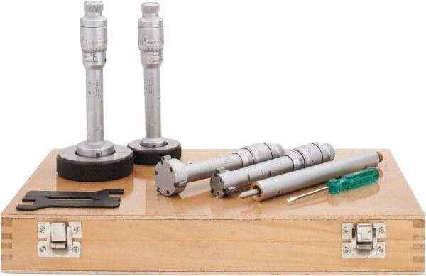 SPI - 0.8 to 1.6", Carbide, Hole Mechanical Inside Micrometer Set - 0.0002" Graduation, 6" Extension Rod Length, (2) Setting Rings Included - Benchmark Tooling