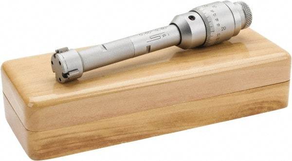 SPI - 0.65 to 0.8", 2.36" Gage Depth, Mechanical Inside Hole Micrometer - 0.0002" Graduation, 0.0002" Accuracy, Ratchet Stop Thimble - Benchmark Tooling
