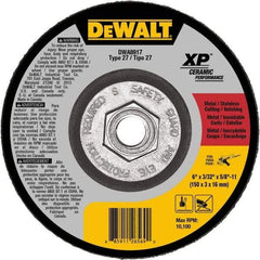 DeWALT - 24 Grit, 6" Wheel Diam, Type 27 Depressed Center Wheel - Coarse/Medium Grade, Ceramic, N Hardness, 10,100 Max RPM - Benchmark Tooling
