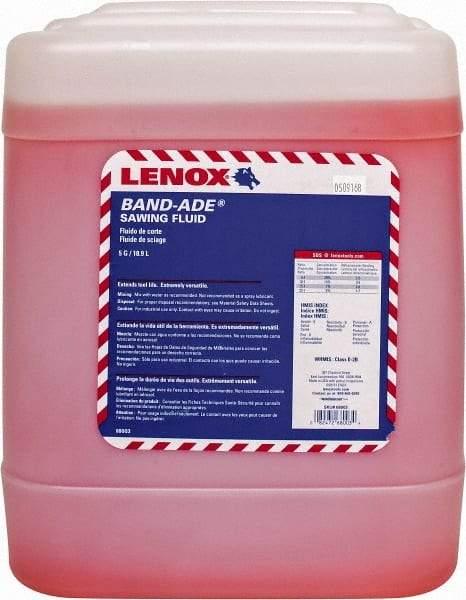 Lenox - Band-Ade, 5 Gal Pail Sawing Fluid - Semisynthetic, For Cutting, Machining - Benchmark Tooling