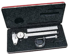 Starrett - 4 Piece, Machinist Caliper and Micrometer Tool Kit - 0 to 150 mm Caliper, 0 to 25 mm Micrometer - Benchmark Tooling