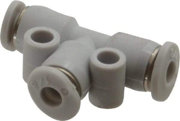 Norgren - 1/8" Tube OD, Brass Push-to-Connect Tube Union Tee - Tube to Tube Connection, 150 Max psi, Nitrile O-Ring, 0 to 175°F Working Temp - Benchmark Tooling