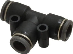 Norgren - 5/16" Tube OD, Brass Push-to-Connect Tube Union Tee - Tube to Tube Connection, 150 Max psi, Nitrile O-Ring, 0 to 175°F Working Temp - Benchmark Tooling