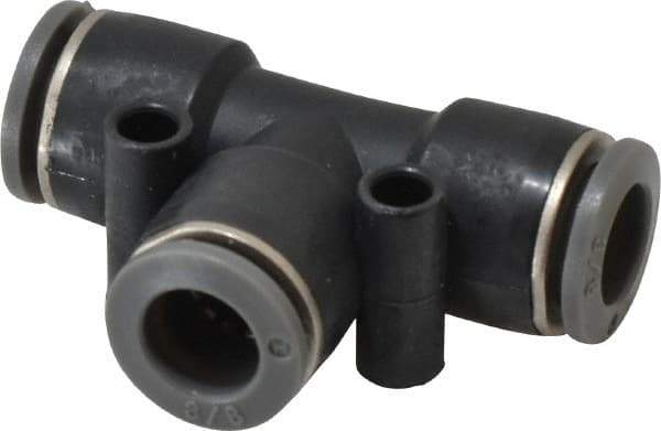 Norgren - 3/8" Tube OD, Brass Push-to-Connect Tube Union Tee - Tube to Tube Connection, 150 Max psi, Nitrile O-Ring, 0 to 175°F Working Temp - Benchmark Tooling