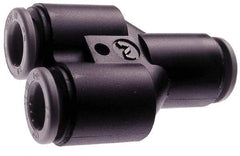 Norgren - 6 x 6 x 4mm Tube OD, Brass Push-to-Connect Tube Parallel Y - 150 Max psi, Tube to Tube Connection, Nitrile O-Ring, 0 to 175°F Working Temp - Benchmark Tooling