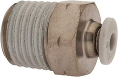 Norgren - 1/8" Tube OD, 1/4 NPTF Brass Push-to-Connect Tube Male Connector - Tube to Male NPT Connection, 150 Max psi, Nitrile O-Ring, 0 to 175°F Working Temp - Benchmark Tooling
