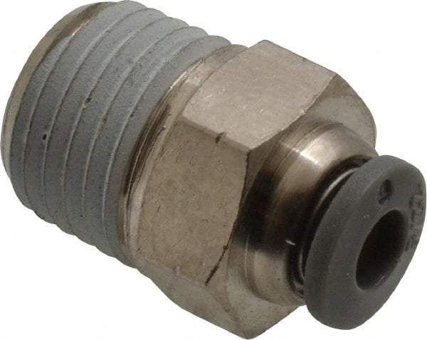Norgren - 5/32" Tube OD, 1/4 NPTF Brass Push-to-Connect Tube Male Connector - Tube to Male NPT Connection, 150 Max psi, Nitrile O-Ring, 0 to 175°F Working Temp - Benchmark Tooling