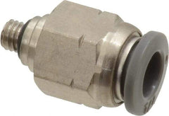 Norgren - 1/4" Tube OD, 10-32 UNF Brass Push-to-Connect Tube Male Connector - Tube to Male UNF Connection, 150 Max psi, Nitrile O-Ring, 0 to 175°F Working Temp - Benchmark Tooling