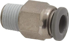Norgren - 1/4" Tube OD, 1/8 NPTF Brass Push-to-Connect Tube Male Connector - Tube to Male NPT Connection, 150 Max psi, Nitrile O-Ring, 0 to 175°F Working Temp - Benchmark Tooling