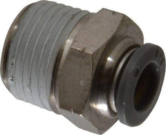 Norgren - 3/8" Tube OD, 1/2 NPTF Brass Push-to-Connect Tube Male Connector - Tube to Male NPT Connection, 150 Max psi, Nitrile O-Ring, 0 to 175°F Working Temp - Benchmark Tooling