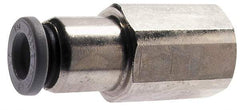 Norgren - 1/8" Tube OD, 1/8 NPTF Brass Push-to-Connect Tube Female Connector - Tube to Female NPT Connection, 150 Max psi, Nitrile O-Ring, 0 to 175°F Working Temp - Benchmark Tooling