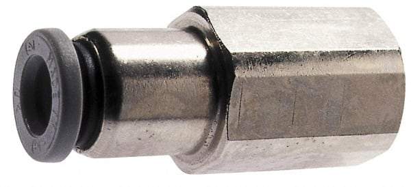 Norgren - 3/8" Tube OD, 3/8 NPTF Brass Push-to-Connect Tube Female Connector - Tube to Female NPT Connection, 150 Max psi, Nitrile O-Ring, 0 to 175°F Working Temp - Benchmark Tooling