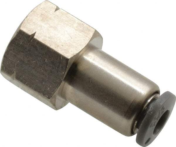 Norgren - 5/32" Tube OD, 1/8 NPTF Brass Push-to-Connect Tube Female Connector - Tube to Female NPT Connection, 150 Max psi, Nitrile O-Ring, 0 to 175°F Working Temp - Benchmark Tooling