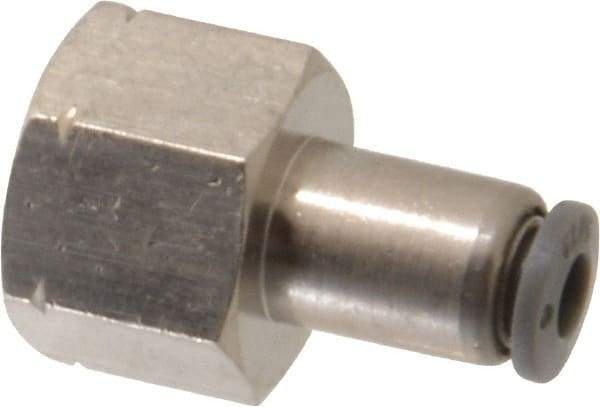 Norgren - 5/32" Tube OD, 1/4 NPTF Brass Push-to-Connect Tube Female Connector - Tube to Female NPT Connection, 150 Max psi, Nitrile O-Ring, 0 to 175°F Working Temp - Benchmark Tooling