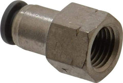 Norgren - 1/4" Tube OD, 1/4 NPTF Brass Push-to-Connect Tube Female Connector - Tube to Female NPT Connection, 150 Max psi, Nitrile O-Ring, 0 to 175°F Working Temp - Benchmark Tooling