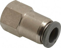 Norgren - 3/8" Tube OD, 1/4 NPTF Brass Push-to-Connect Tube Female Connector - Tube to Female NPT Connection, 150 Max psi, Nitrile O-Ring, 0 to 175°F Working Temp - Benchmark Tooling